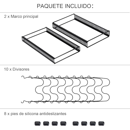 Miniatura 5 de Toplife Organizador De Sartenes Y Ollas, Soporte Sartenes De Tamaño Ajustable, Estante De Sartenes Con 10 Compartimientos Para Almacenar Tapas De Ollas, Platos - Negro