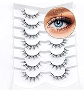 GOSEEK Fake Eyelashes 7 Pairs Manga Lashes Natural Look 3D False Eyelashes 100% Handmade Short La...