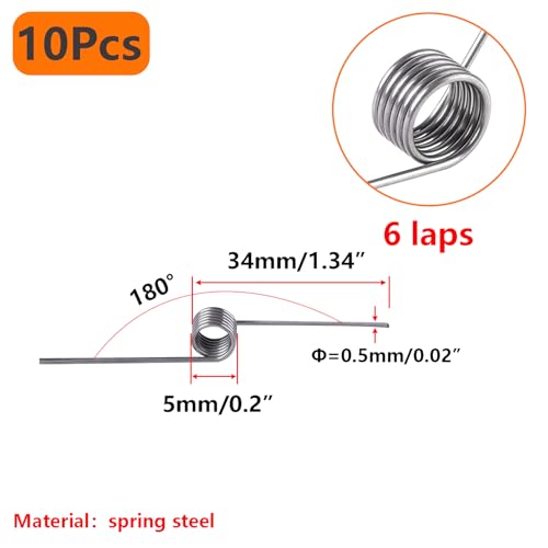Ctyjia 10 Stück 180 Grad Kleine Torsionsfeder, 0,5 mm Drahtstärke 6 Windungen Metallfedern Ersatzfedern für Garten Schere Astschere Gartenschere Werkzeug Reparaturteile