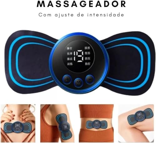 Kit com 2 Mini Massageadores de Pulso Elétrico Portátil Recarregável USB Alívio de Dor e Tensão Musc