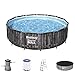 Bestway Steel Pro MAX Auftstellpool-Komplett-Set mit Filterpumpe Ø 427 x 107 cm, Holz-Optik (Mooreiche), rund