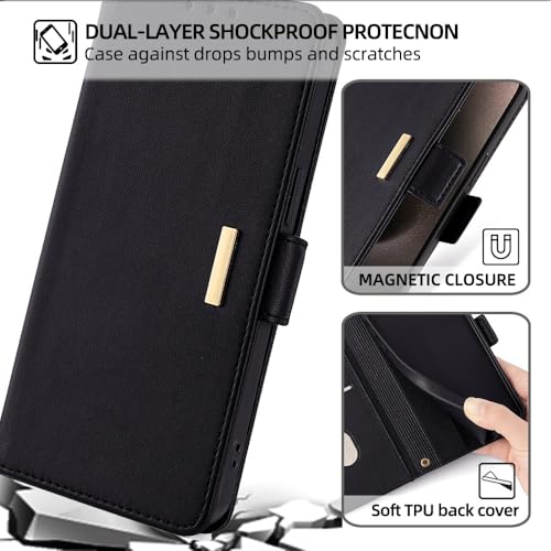 Étui iPhone 15 Pro bleu portefeuille à rabat cuir uni avec sangle en chaîne