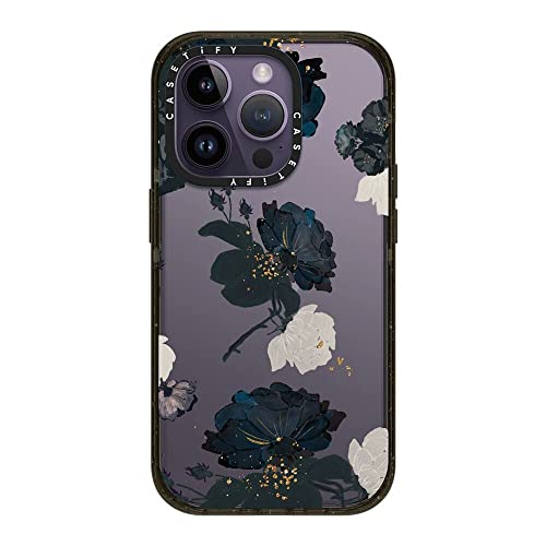 CASETiFY �C���p�N�g iPhone 14 Pro �P�[�X [MIL�K�i���� (4x MIL-STD-810G)/2.5m����̗����������N���A] - White and Black Floral - �O���b�V�[ �u���b�N