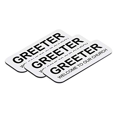 Greeter Welcome to Our Church 1 x 3 Name Tag, White (3 Pack)