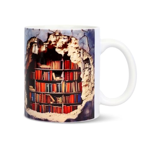 Tazas de Café, 3D Bookshelf Mug de Cerámica Creativa, Taza de Libro para Regalos de Amantes de Los Libros