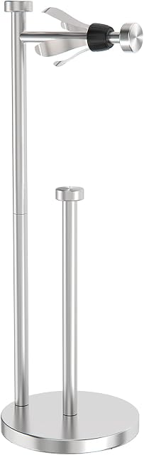 VEHHE Toilet Roll Holder Free Standing, Free Standing Toilet Roll Holder with Damping Effect, Toilet Paper Holder Stand SUS304 Stainless Sliver
