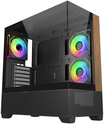 Cooler Master Elite 690 Wood ATX Mid-Tower PC Case – 3 x 120mm ARGB PWM Fans, 425mm GPU, 360mm Radiator Support, Panoramic Tempered Glass, USB Type-C 3.2, High-Airflow Gaming Chassis