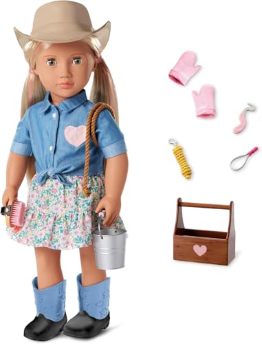 Our Generation - Posable 18 Inch Cowgirl Doll, Realistic Hazel Eyes and Long Blonde Hair, Western-Inspired Outfit and Horse Care Accessories - Pretend Play
