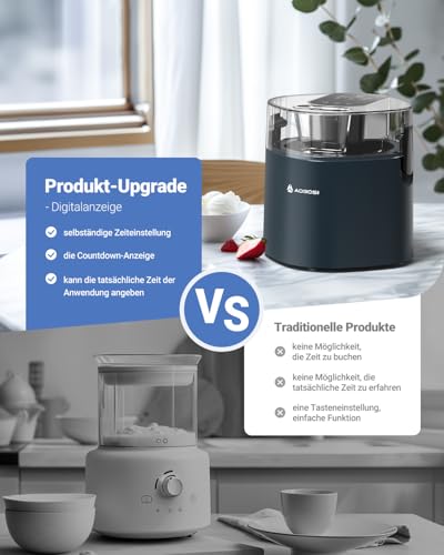 AAOBOSI Eismaschine,Automatische Eismaschine,1,5L Doppelt isolierte Gefrierschale,Gelato,Sorbet,Frozen Yogurt Maker,Hausgemachtes Softeis,Timer – Bild 5