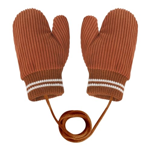 TINAYAUE Baby Toddlers Winter Thermal Gloves Little Kids Crawling Skiing Cycling Gloves for Boys Girls 1-4 Years Knit Mittens (Orange)