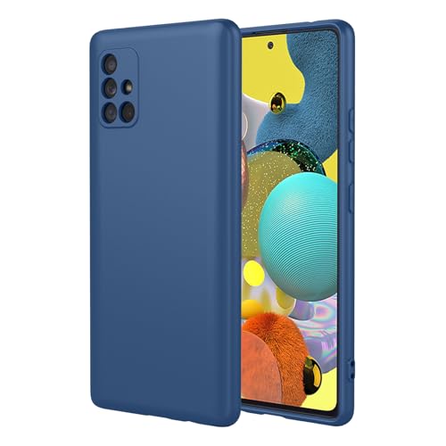 OEURVQO Case for Samsung A51 5G,Liquid Silicone Case,Anti-Scratch Soft Microfiber Lining,Full Body Protective Phone Cover for Samsung Galaxy A51 5G,Blue