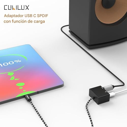 Adaptador USB C a SPDIF Cubilux con carga PD y audio óptico Toslink de 192 KHz para Chromecast 4
