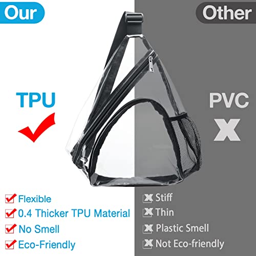 Lorbro Clear Sling Bag Stadium Approved, Tpu Transparent Crossbody Casual Backpack With Extra Pocket And Adjustable Strap, Perfect For Concerts, Sports Event (Black) #TOP4
