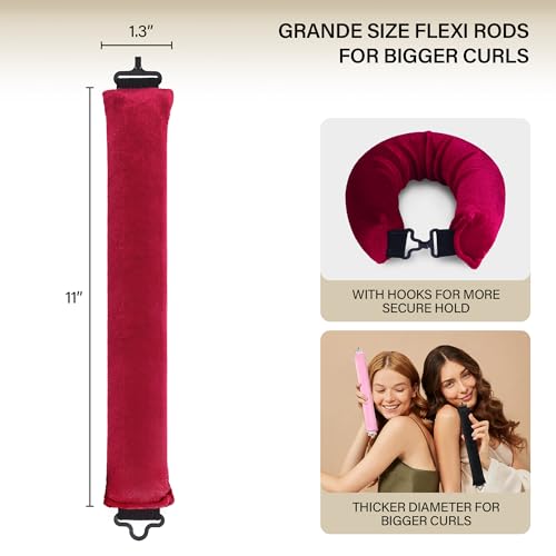 Xracephol Heatless Velvet Hair Curler Jumbo Overnight Heatless Blowout Rods Heatless Curls Heatless Curls Overnihght For All Hair Types Heatless Blowout Styling Tools Hair Curlers To Sleep In(3 Rods Set-Wine) thumb #2