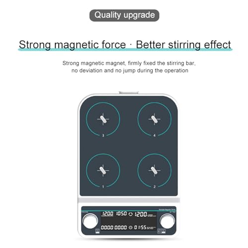 Agitador magnético con pantalla LED, velocidad ajustable (50-1500 RPM) y temporizador (1 minuto - 19H 59M), control de sincronización/sincronización