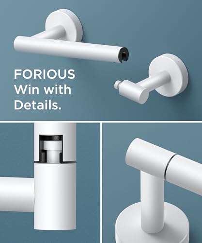 Image of FORIOUS Toilet Paper Holder Wall Mount, Stainless Steel Rustproof Double Post Pivoting Tissue Roll Holder for Bathroom, Commercial Toilet Paper Dispenser, White
