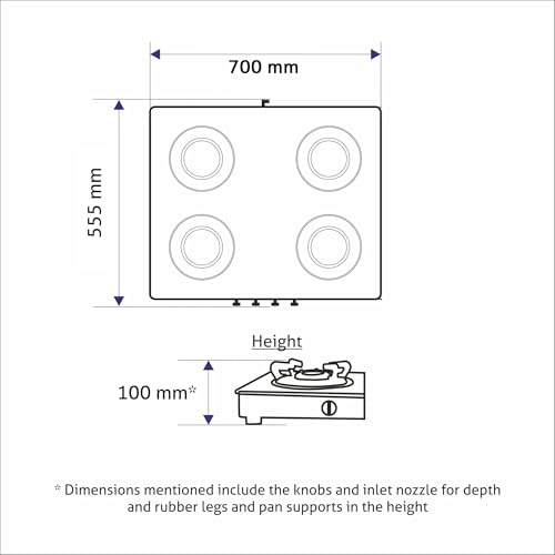 Glen 4 Burner Ultra Slim Glass Gas Stove 1 High flame Forged Brass Burner | Revolving Inlet Nozzle | 2-Year Warranty On Product (Apricot-Auto... - Image 4