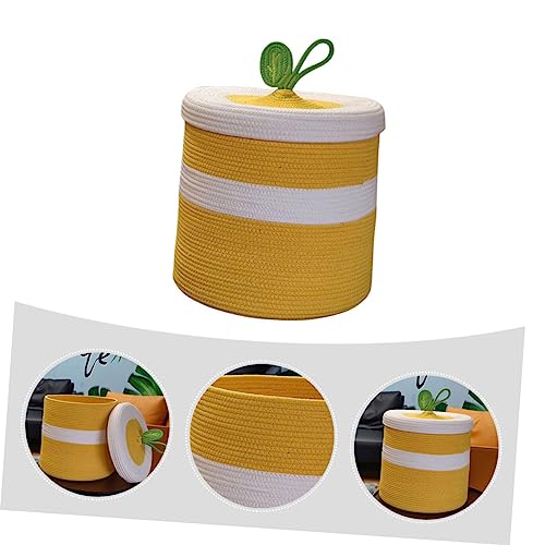 Cesta de almacenamiento de algodón amarillo PRETYZOOM para ropa sucia 6