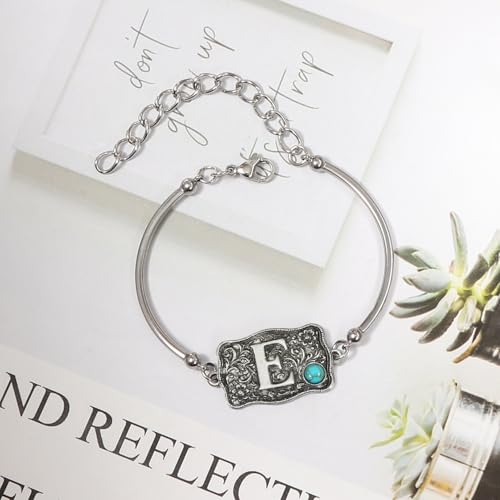 Image of Belt Buckle Bracelet Initial Letter A-Z Bracelets Western Cow Tag Bracelet Belt Buckle Necklace Western Style Initial Letter Pendant Necklace