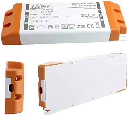 LED Transformer 240V-12V Driver Power Supply 36W Low Voltage Non-Dimmable for G4 MR16 MR11 LED Bulbs Strip Light,1 Unit