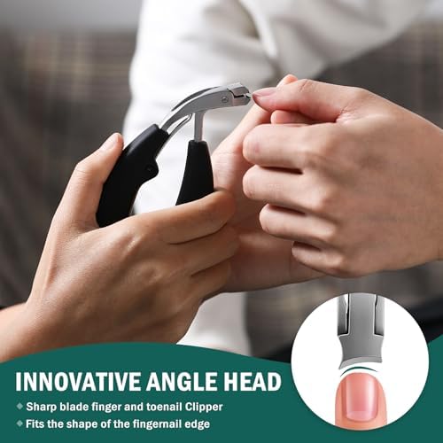 FVION Innovative Angled Head Toenail Clippers, Professional Ingrown Toe Nail Clippers for Thick Nails Seniors, Slanted Nail Clippers with Catcher, Pedicure Toenail Cutters Toenail Scissors