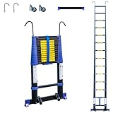 HOSTRÖM Teleskopleiter 4,1 m, Telescova13+, Aluminium, faltbar, ausziehbar, multifunktional, Arbeitshöhe max. 5 m, abnehmbare Haken, 5 Jahre Garantie