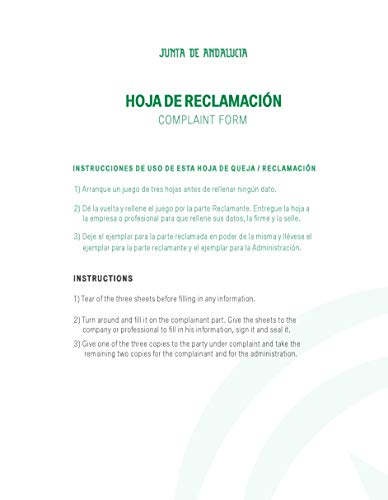 Libro Hojas de Reclamaci�n de Andaluc�a (10 juegos)