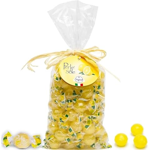 Perle di Sole Italian Lemon Candy Drops - Lemon Hard Candy Individually Wrapped - Fizzy and Tart Lemon Candies (17.63 oz | 500 g) Cover