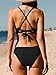 CUPSHE Bikini Set for Women Two Piece Swimsuits V Neck Low Rise Crisscross Back Self Tie Spaghetti Straps,L Black