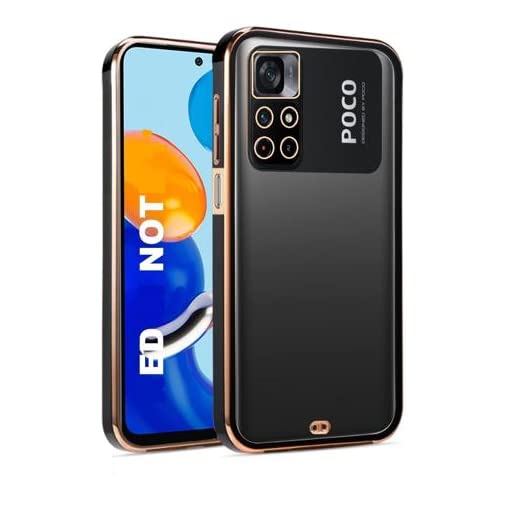 Solimo Chrome Case Silicone Electroplating TPU Transparent Back Cover for Xiaomi Poco M4 Pro 4G - Black & Gold (B0BLHKN24F) Amazon Price History, Amazon Price Tracker