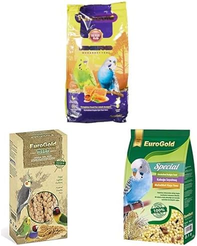 EuroGold Muhabbet Kuşu 3'lü Bakım Seti - Yem + Dal Darı + Kabuksuz | 3'lü bakım seti, ana yem, kabuksuz yem, doğal dal darı, muhabbet kuşu