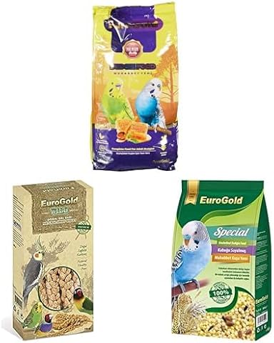 EuroGold Muhabbet Kuşu 3'lü Bakım Seti - Yem + Dal Darı + Kabuksuz | 3'lü bakım seti, ana yem, kabuksuz yem, doğal dal darı, muhabbet kuşu