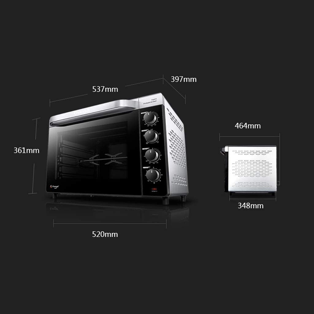 Forni elettrici per tostapane ， Forno da appoggio da 52 Litri 1600 W con Rivestimento smaltato Griglia e Coperchio ， Forno a convezione per girarrosto per Pizza ， Nero ， Nastro utile
