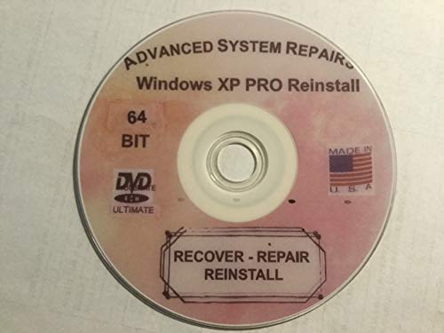 advanced system repairs- compatible with windows xp professional 64bit reinstall restore recover repair dvd