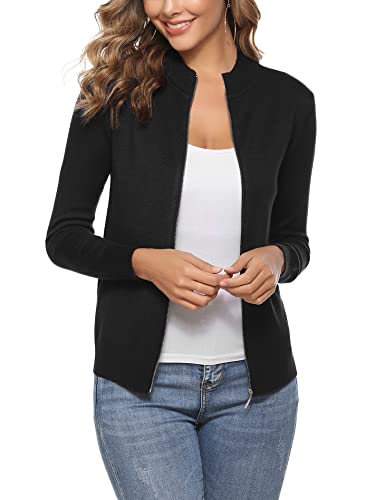 Youngull Zip Front Jacket for Women Casual Lightweight Cardigan Zip Up Sweater Tops Long Sleeve Knitted Sweatshirts2