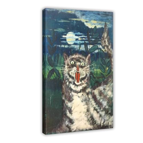 Toile chat Ligabue décoration murale facile à suspendre 40x61