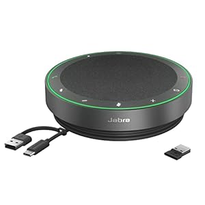 Jabra Speak2 75 Wireless Bluetooth Speakerphone with USB-A Bluetooth Adapter, 4 Noise-cancelling Mics and Full-range 65mm Speaker - Certified for Zoom and Google Meet - Dark Grey