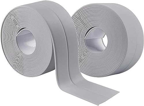 Image of Bath Sealant Strip, Waterproof Caulk Tape, Flexible and Durable Self Adhesive Tape for Bathroom, Kitchen, Tub and Wall Corner Edges, 3.2m x 3.8cm, Grey, Pack of 2