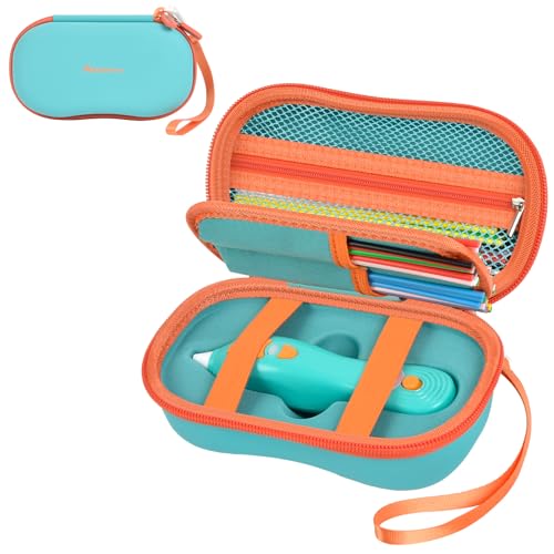 Case Compatible with 3Doodler Start+ Essentials (2024,2023), 3D Pen Set Storage Organizer with 4-Pockets Divider for Filament Refill Packs & USB Cable, Kids Art Activity Carrier Box (Case Only)-Green