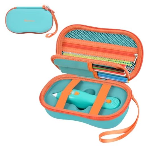 Case Compatible with 3Doodler Start+ Essentials (2024,2023), 3D Pen Set Storage Organizer with 4-Pockets Divider for Filament Refill Packs & USB Cable, Kids Art Activity Carrier Box (Case Only)-Green