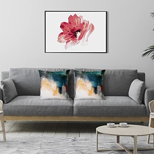 Emvency SG-1 Set Of 2 Throw Pillow Cover Canvas Colors Shading Acrylic Painting Red Orange Blue And Turquoise Contemporary Mix Media Decorative Pillow Case Home Decor Square 18X18 Inches Pillowcase thumb #4