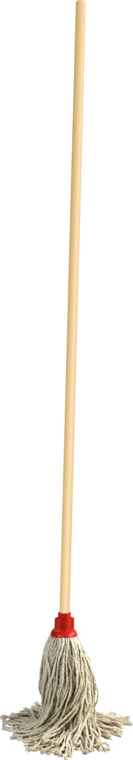 Sterling Ventures Natural Kitchen Floor Mop With Wooden Stick 120Cm 100% Cotton (Py20 Plastic Socket)
