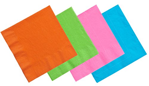 Tiger Chef 272-Piece Fiesta Neon Champagne Flutes Party Pack Includes Hard Plastic Plates, Neon Paper Napkins And Plastic Champagne Glasses In Pink, Blue, Green And Orange (Service For 40) #TOP3