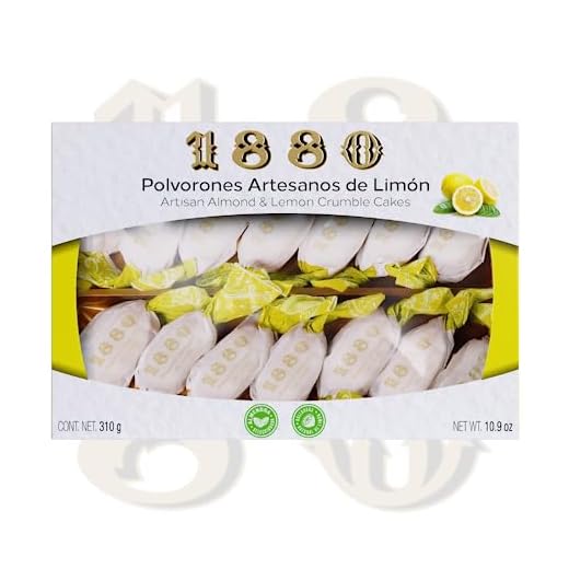 1880 - Polvorones aux amandes et au citron, qualité suprême, gourmandise typique de Noël, recette artisanale, emballage individuel, 310 grammes