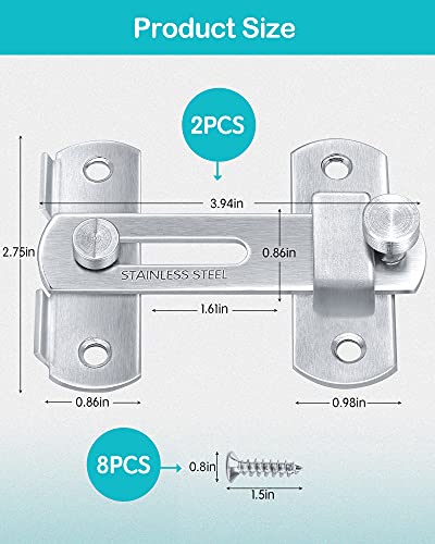 Wapodeai 2Pcs Stainless Steel Gate Latches, Coop, Garden, Household, Bathroom, Outdoor, Garage, Primary Color. #TOP1
