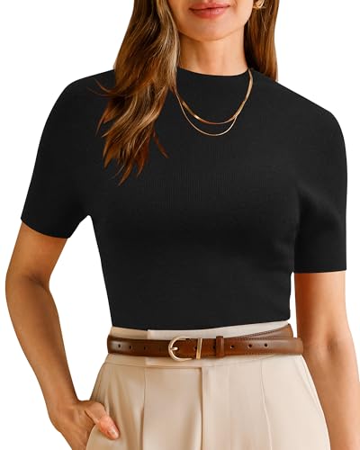 Arach&Cloz Women's Wool Blend Summer Fall Seamless Rip Resistant Tops Opaque Shirts