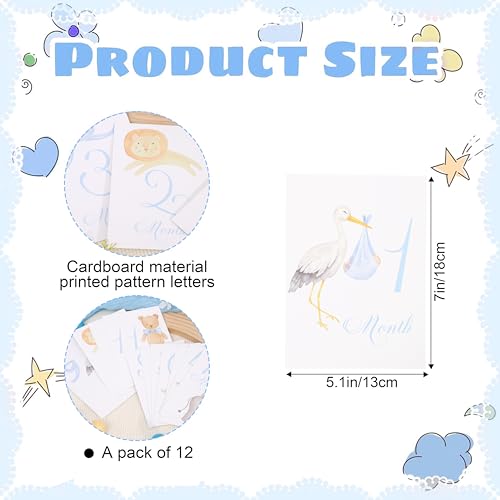 Baby First Holiday Cards - First Year Cards,Monthly Milestone Baby Shower,Milestone Monthly Holiday Photo,Photo Props (blue)