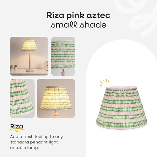 ValueLights | Small Pink Aztec Gathered Fabric Pleated Tapered Lampshade Easy Fit Light Shade | Shades & Home Improvements Essential | 27.5cm Shade Width - Image 3