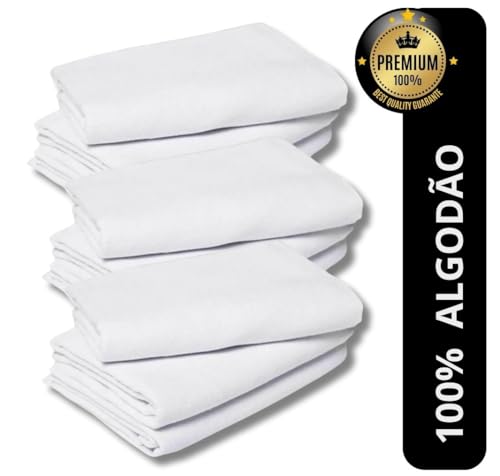 Kit 10 Panos de Chão Branco Grosso 45x65cm, 100% Algodão de Qualidade, Reutilizável e Ecológico, Ide
