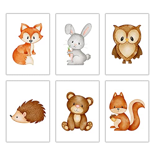 Poster Kinderzimmer Bilder Deko Babyzimmer 6er Set Für Kinder Waldtiere Cover